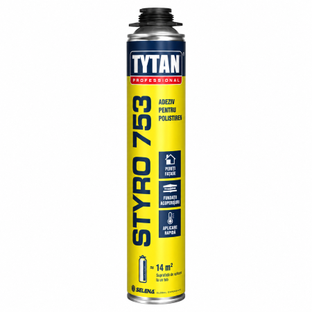 Adeziv spuma Tytan STYRO 753 pentru polistiren aplicare pistol, 750 ml